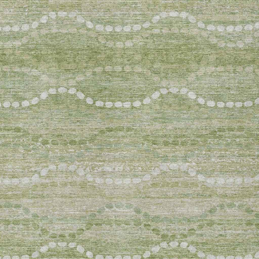 9' X 12' Sage And Ivory Ogee Washable Indoor Outdoor Area Rug
