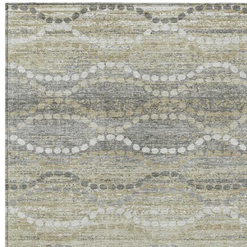 5' X 8' Pewter And Ivory Ogee Washable Indoor Outdoor Area Rug