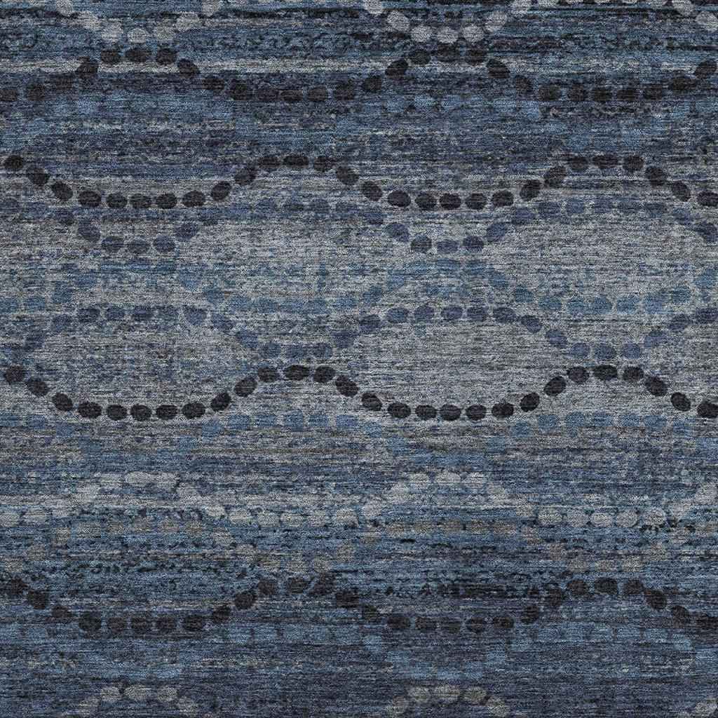 5' X 8' Navy Blue And Gray Ogee Washable Indoor Outdoor Area Rug