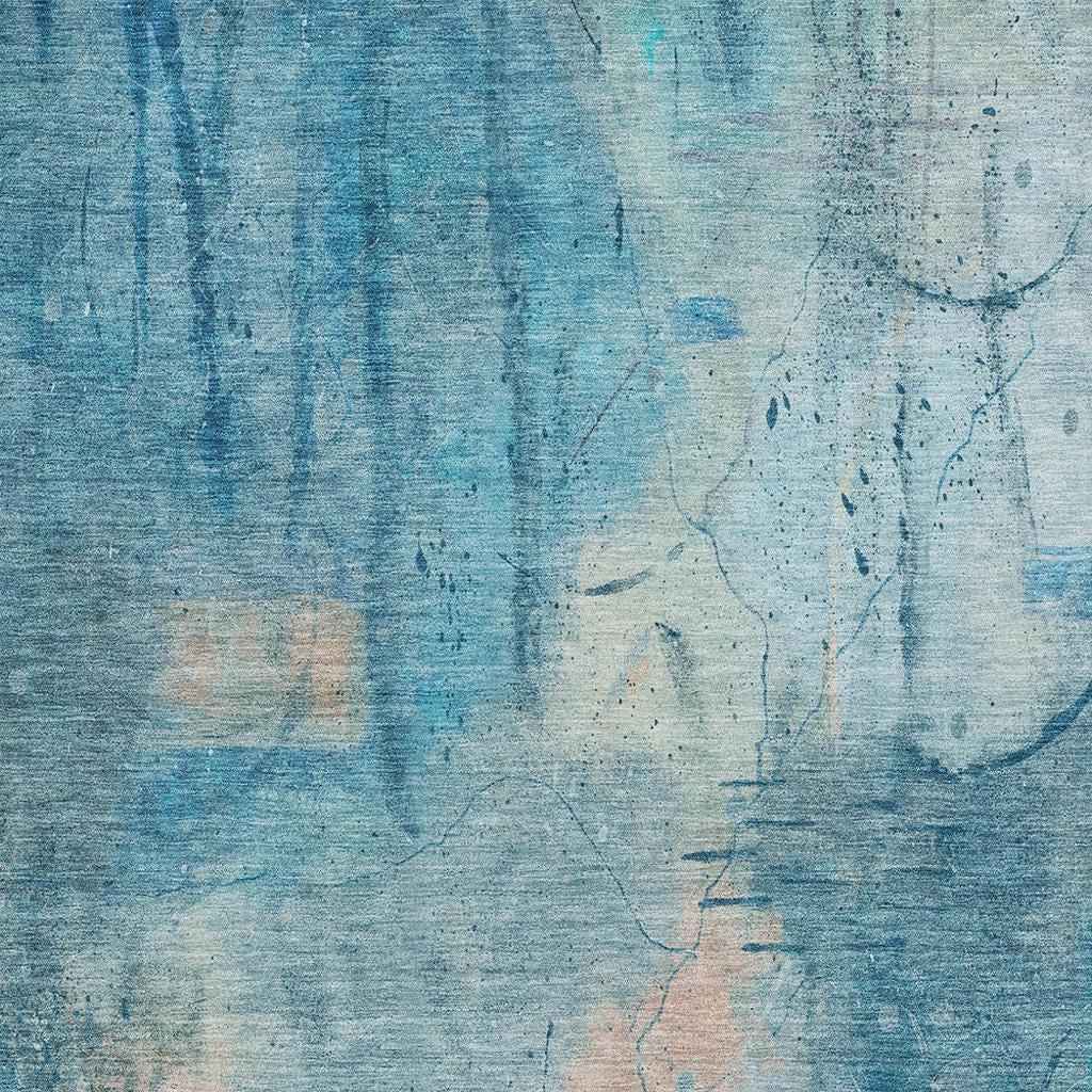 8' X 10' Blue And Beige Abstract Washable Indoor Outdoor Area Rug
