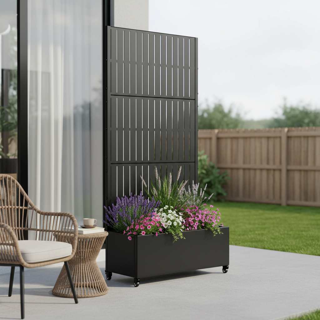 72" X 35" Black Metal Rectangular Planter Box - Sports & Outdoor