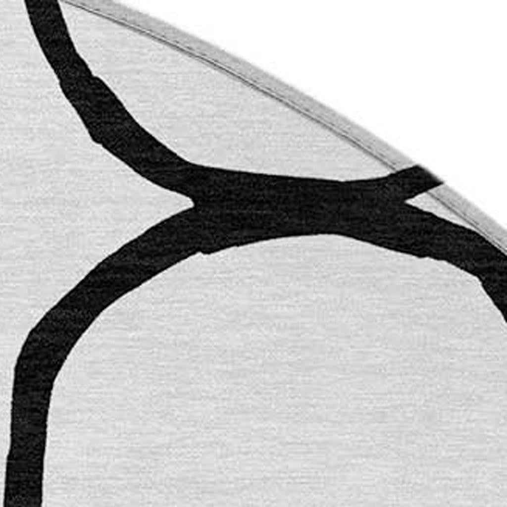 8' White And Black Round Geometric Washable Indoor Outdoor Area Rug