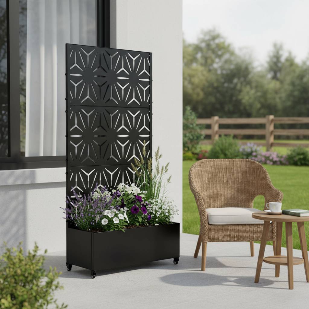 72" X 35" Black Metal Rectangular Planter Box - Sports & Outdoor