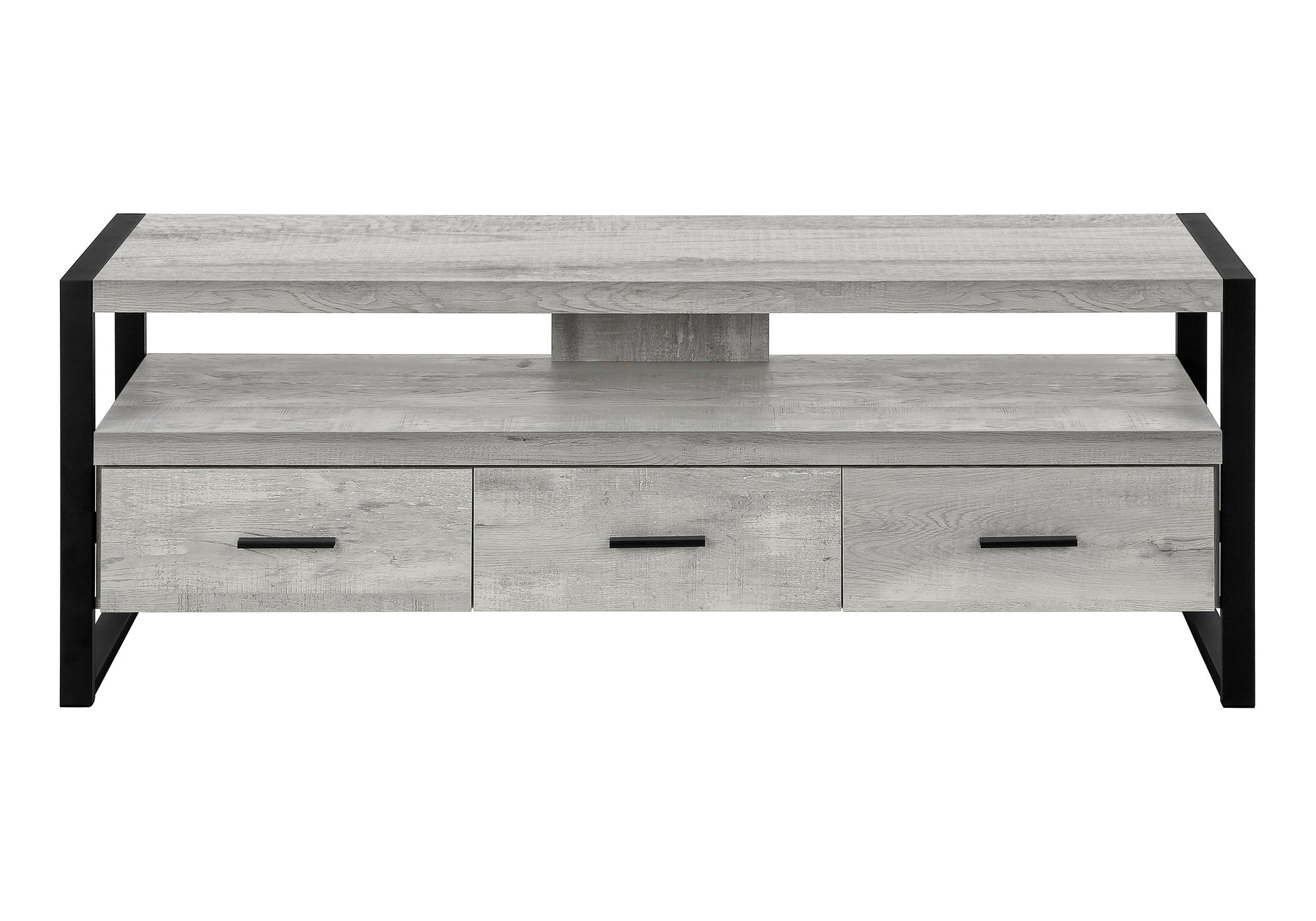 59" Black and Gray Cabinet Enclosed Storage TV Stand - Living Room