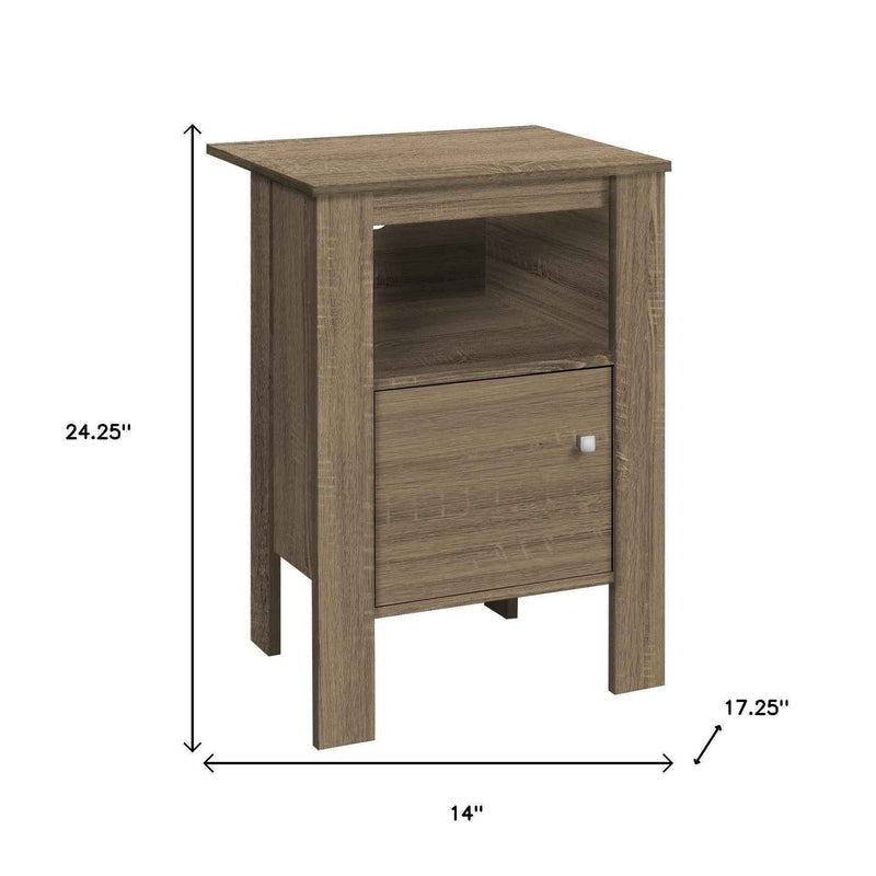 24" Deep Taupe Wood End Table With Shelf
