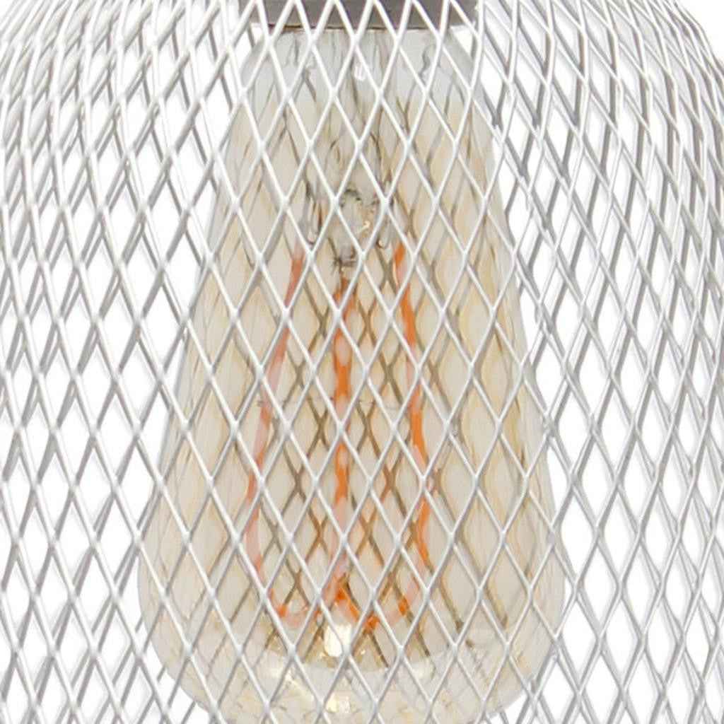 19" White Metal Lantern Table Lamp With White Globe Shade