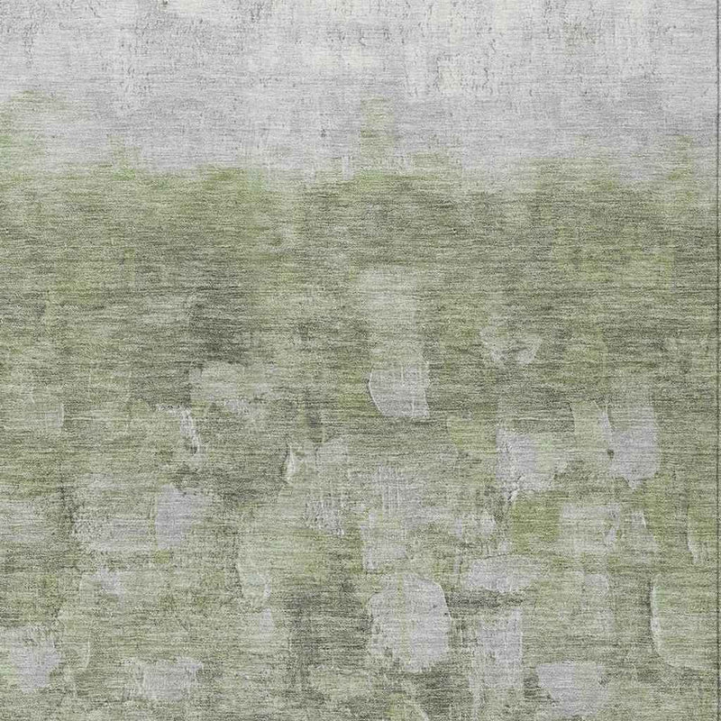 3' X 5' Fern Green And Silver Abstract Washable Indoor Outdoor Area Rug