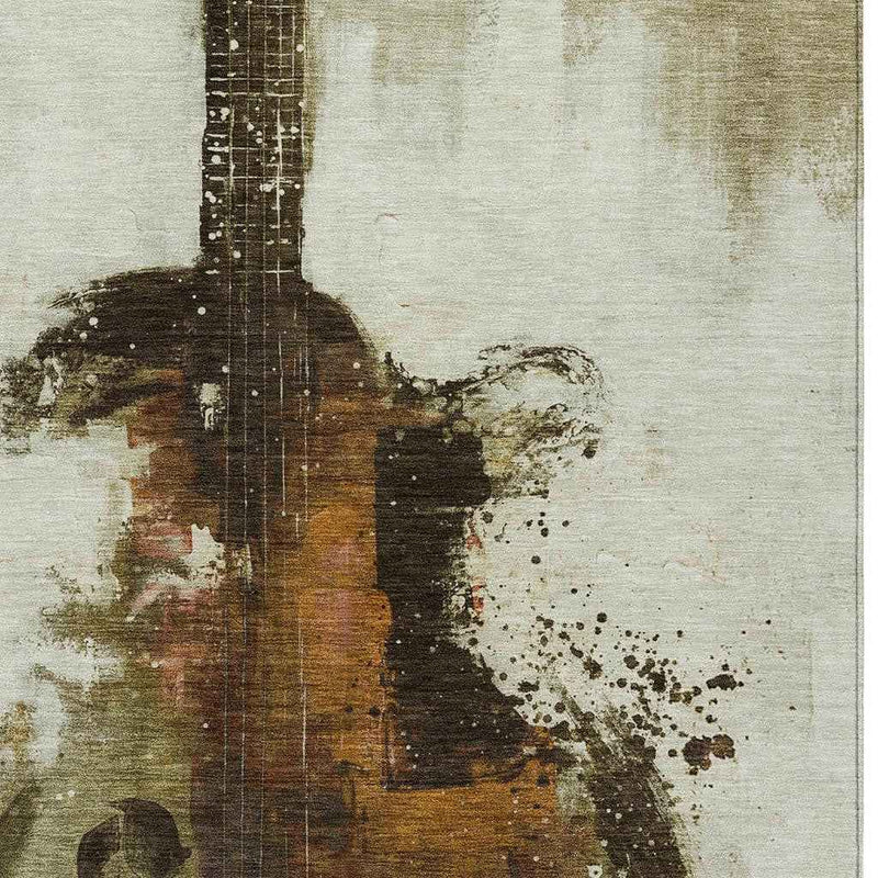 3' X 5' Brown Copper And Charcoal Abstract Washable Indoor Outdoor Area Rug