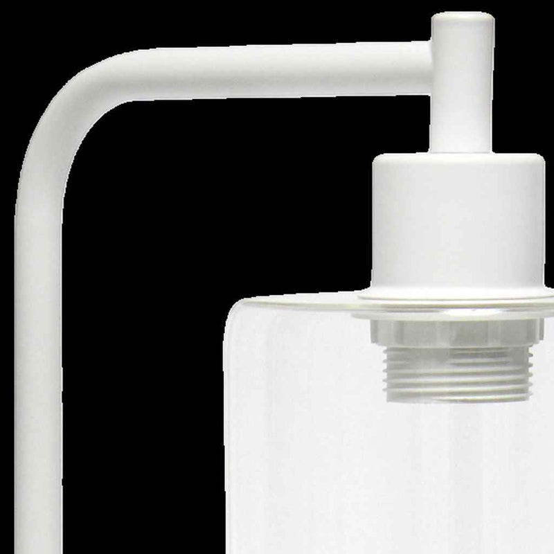 19" White Iron Lantern USB Table Lamp LED With Clear Cylinder Shade