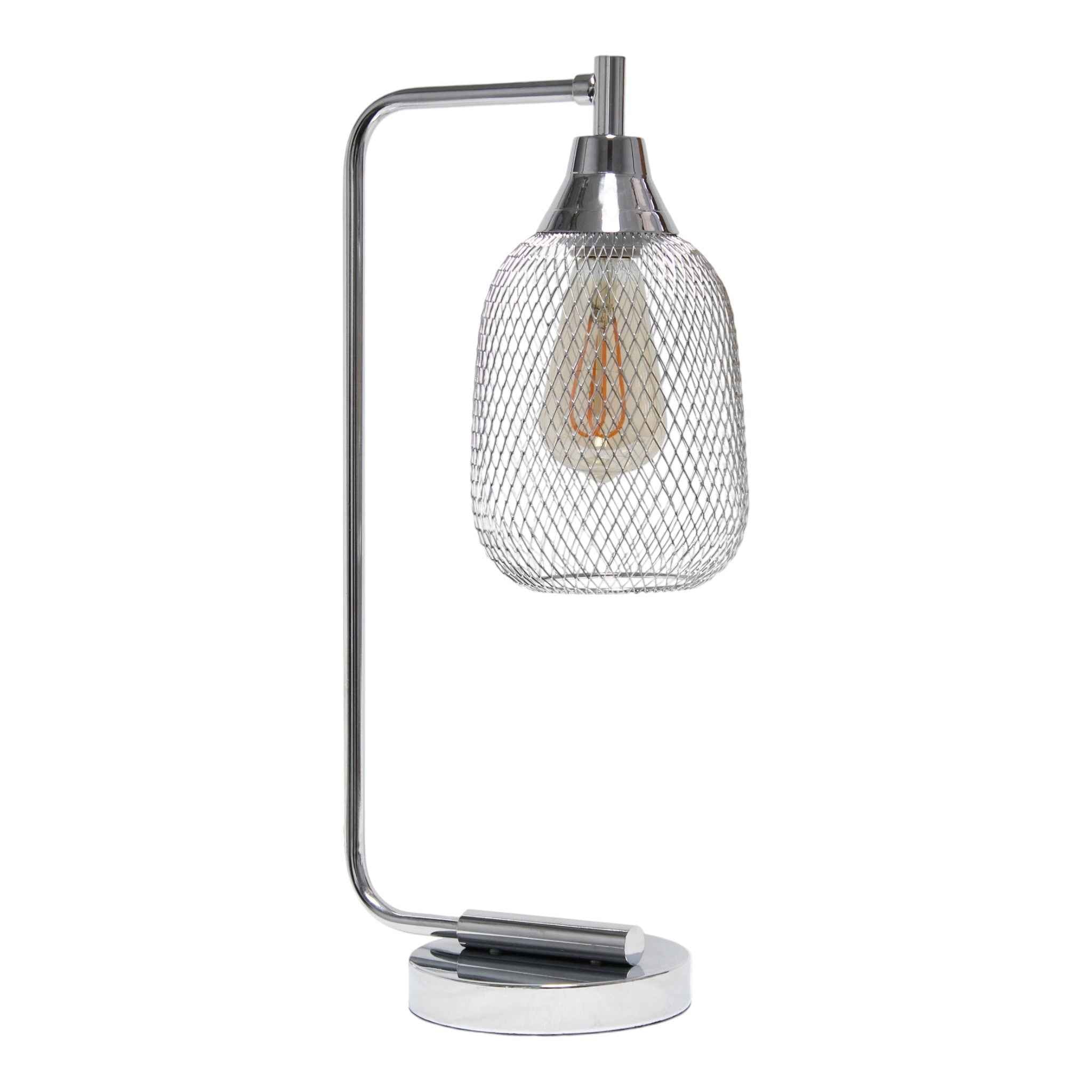 19" Silver Metal Lantern Table Lamp With Silver Globe Shade