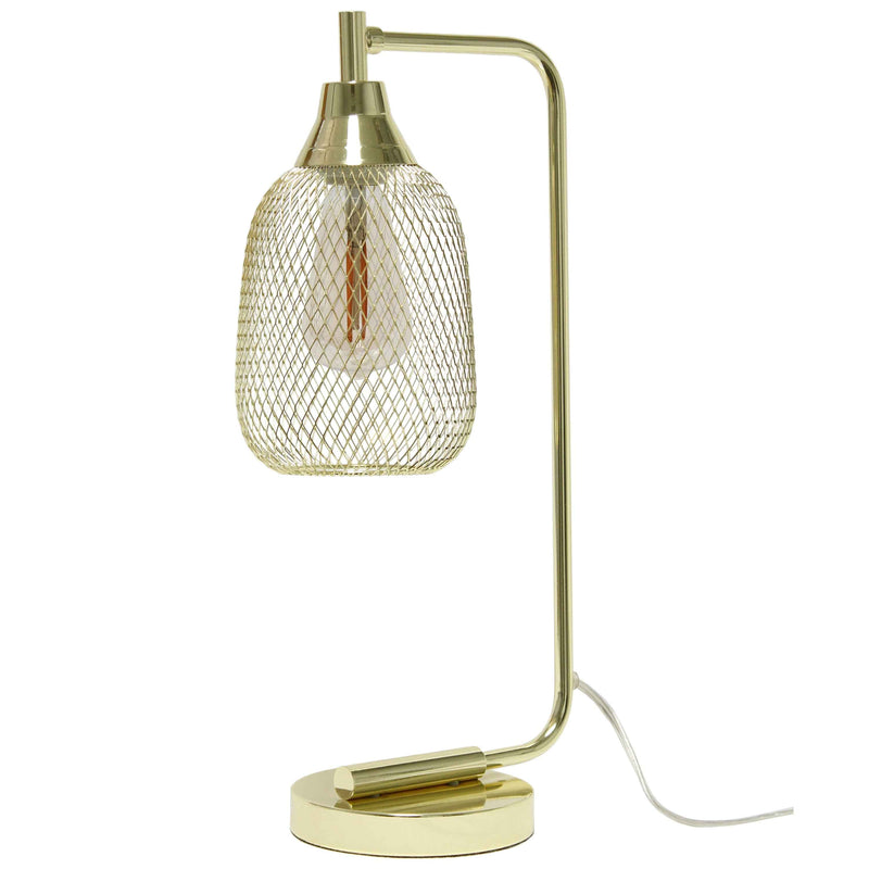 19" Gold Metal Lantern Table Lamp With Gold Globe Shade