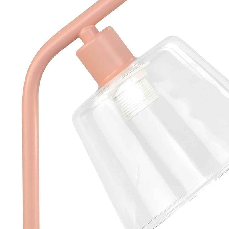 16" Blush Metal USB Table Lamp With Clear Globe Shade