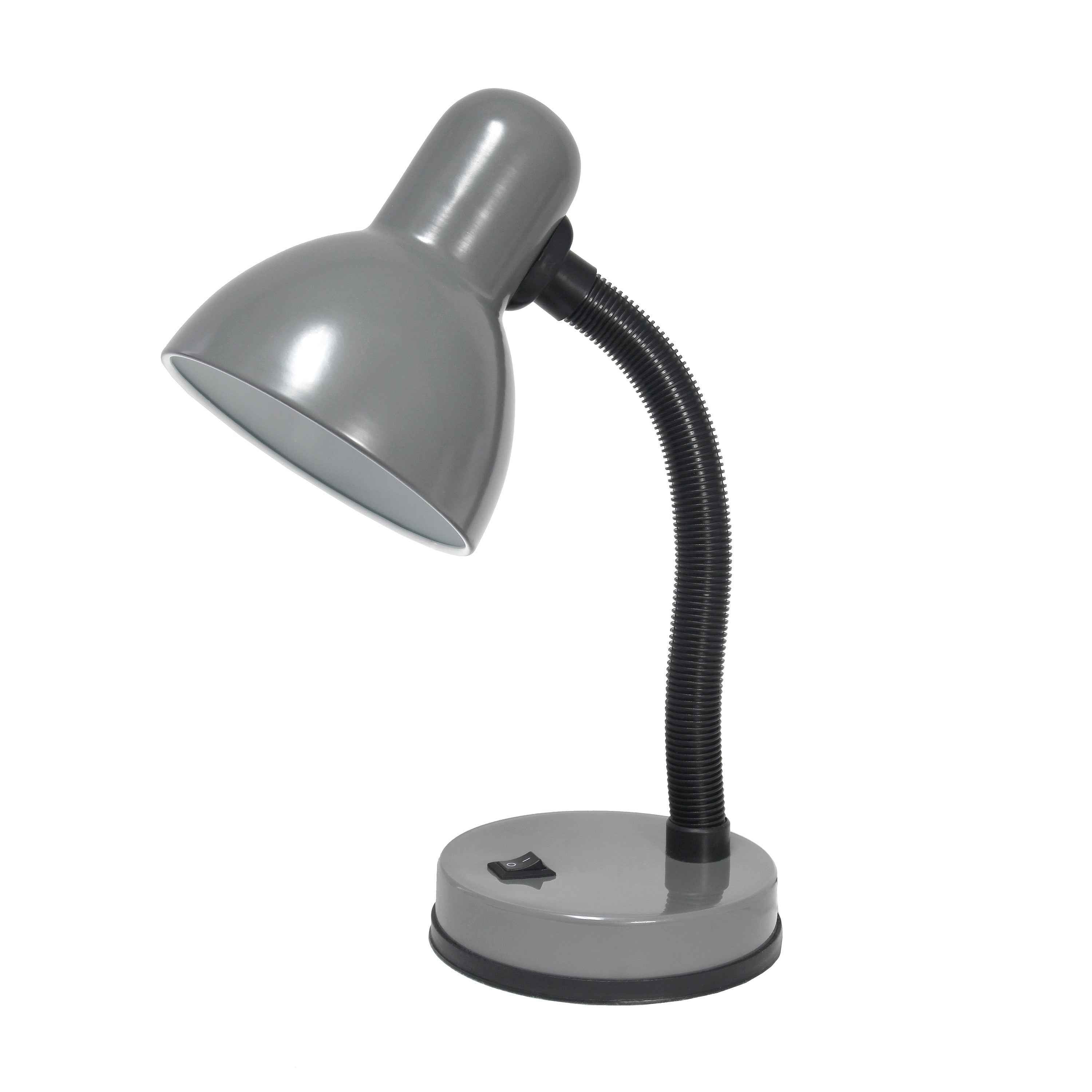 14" Gray Metal Swing Arm Table Lamp