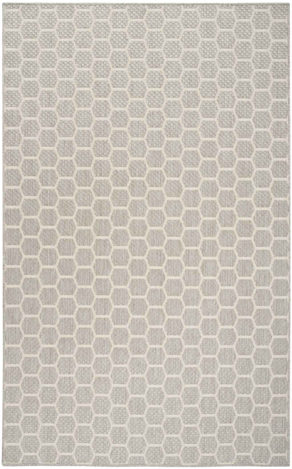 4' X 6' Gray And Ivory Geometric Indoor Outdoor Area Rug