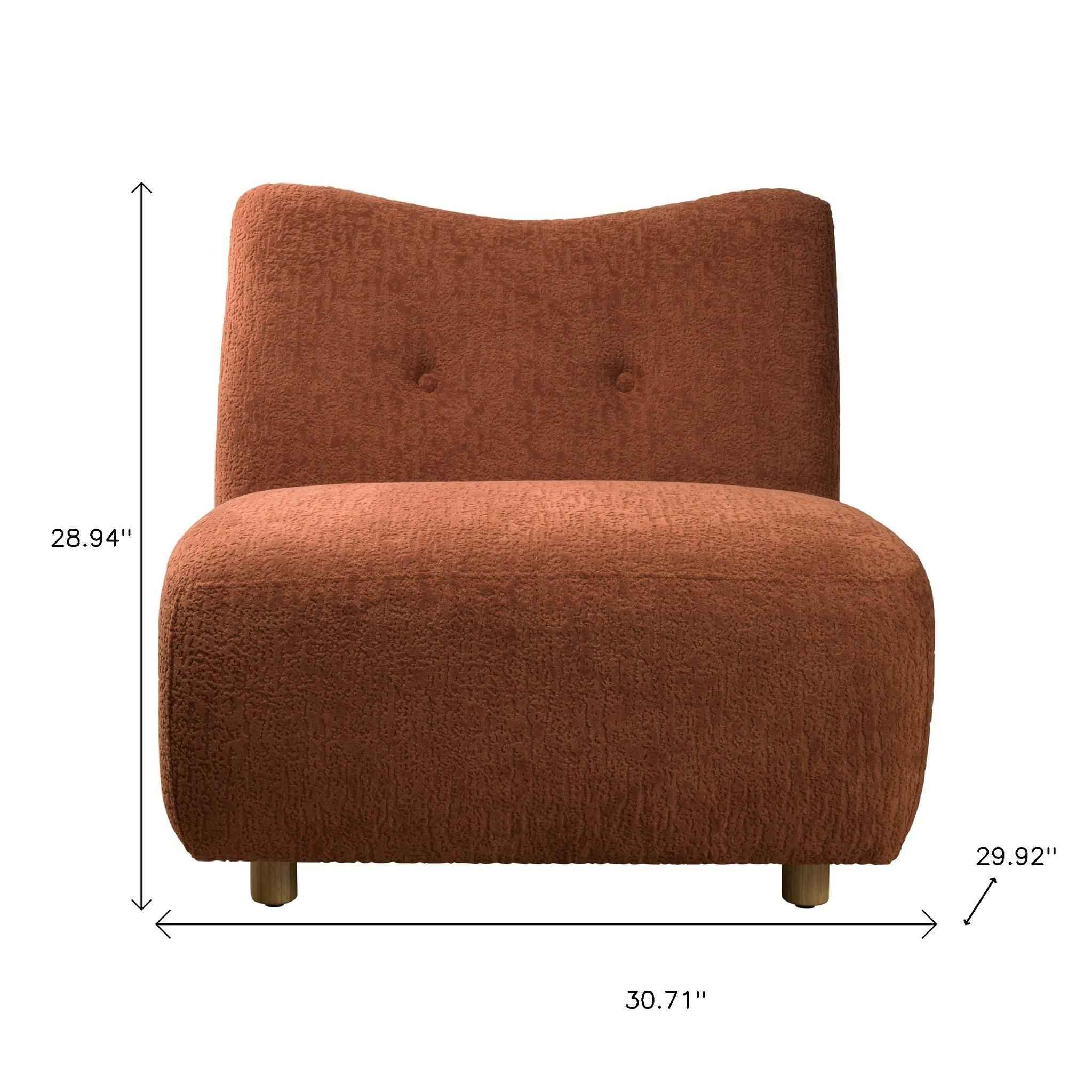 31" Orange and Natural Fabric Side Chair