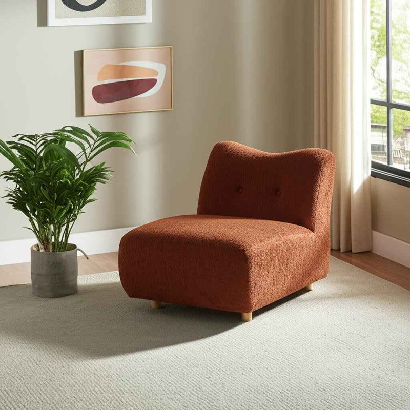 31" Orange and Natural Fabric Side Chair