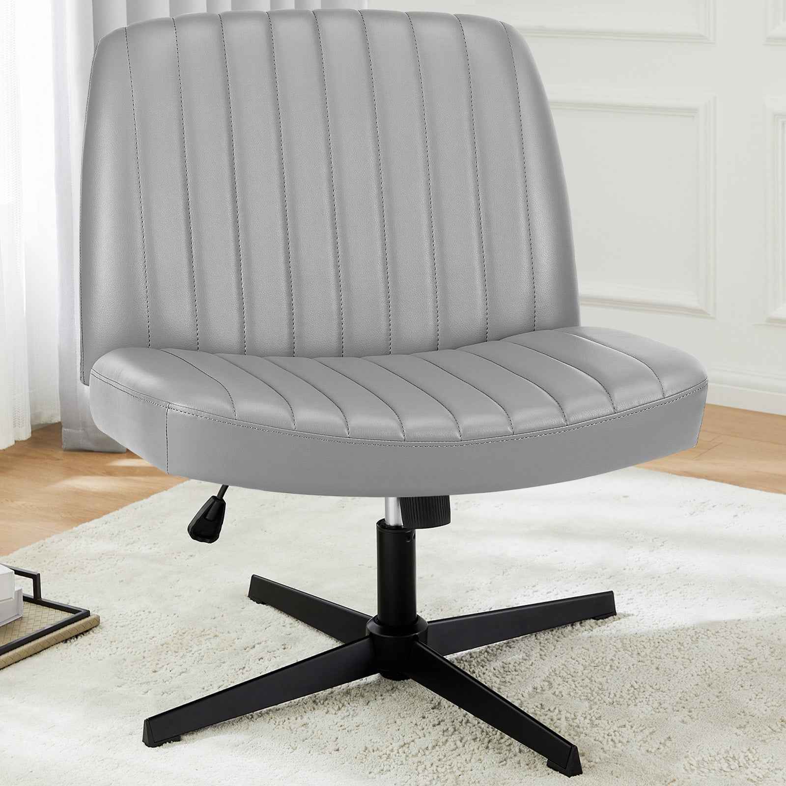 19" Black Tufted Swivel Lounge Chair