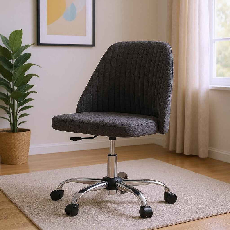 21" Silver Tufted Swivel Lounge Chair