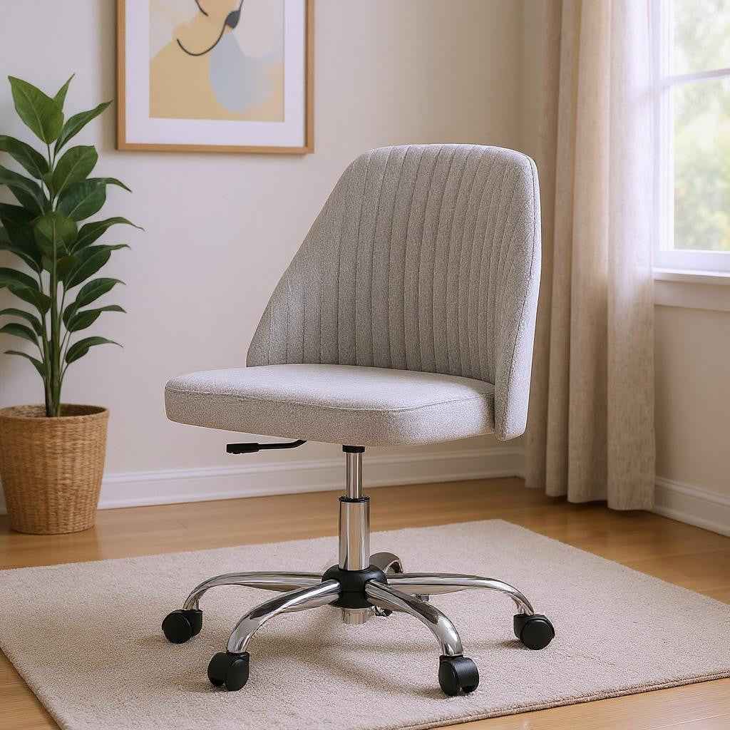 21" Silver Tufted Swivel Lounge Chair