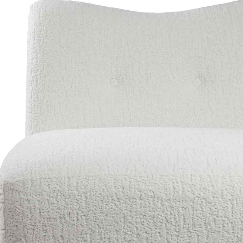 31" White and Natural Fabric Side Chair