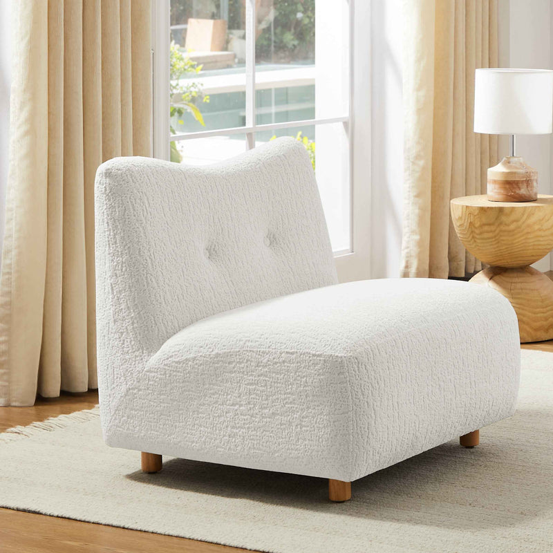 31" White and Natural Fabric Side Chair