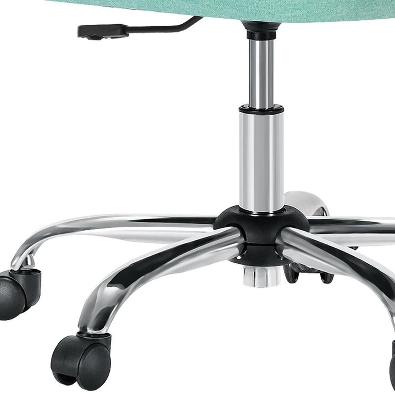 Green and Silver Adjustable Height Swivel Rolling Office Chair