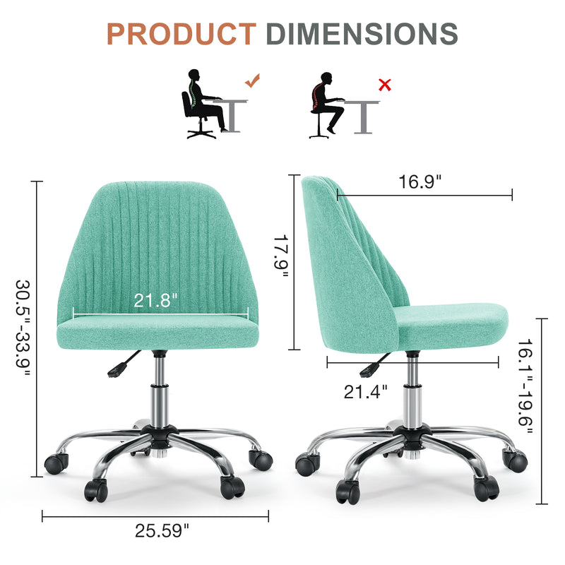 Green and Silver Adjustable Height Swivel Rolling Office Chair