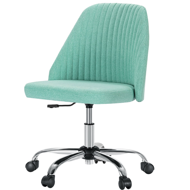 Green and Silver Adjustable Height Swivel Rolling Office Chair