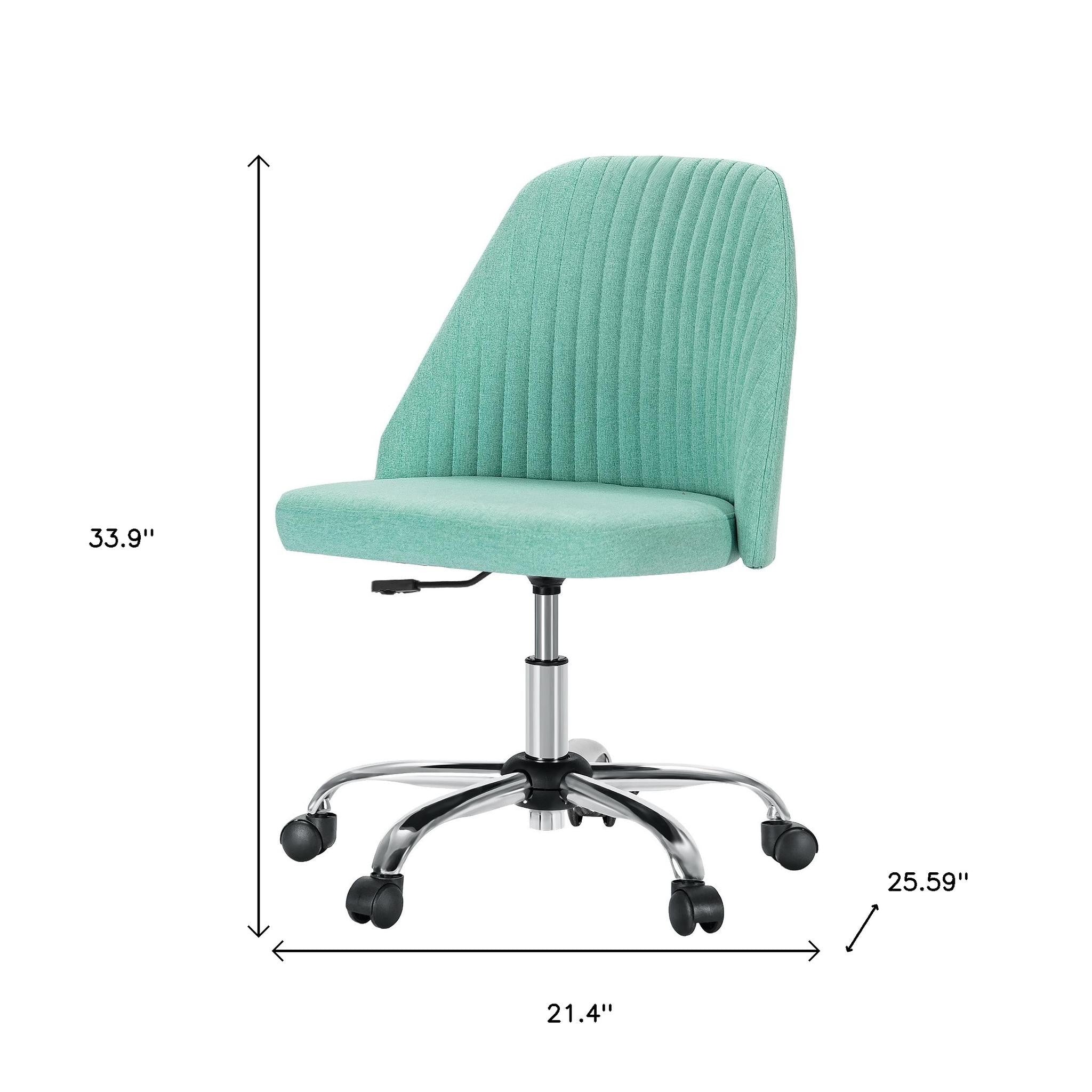 Green and Silver Adjustable Height Swivel Rolling Office Chair