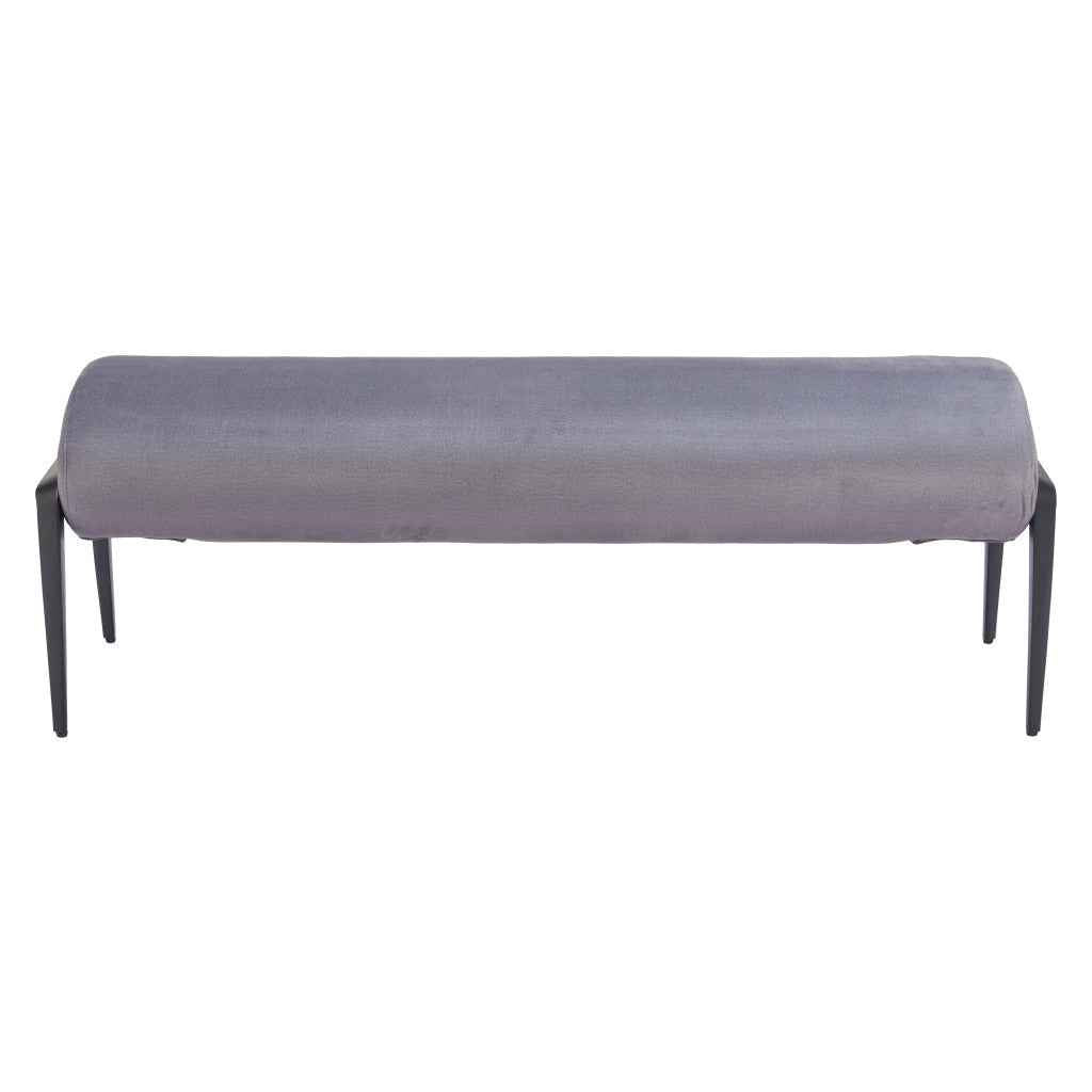 54" Gray and Black Fabric Upholstered Bench