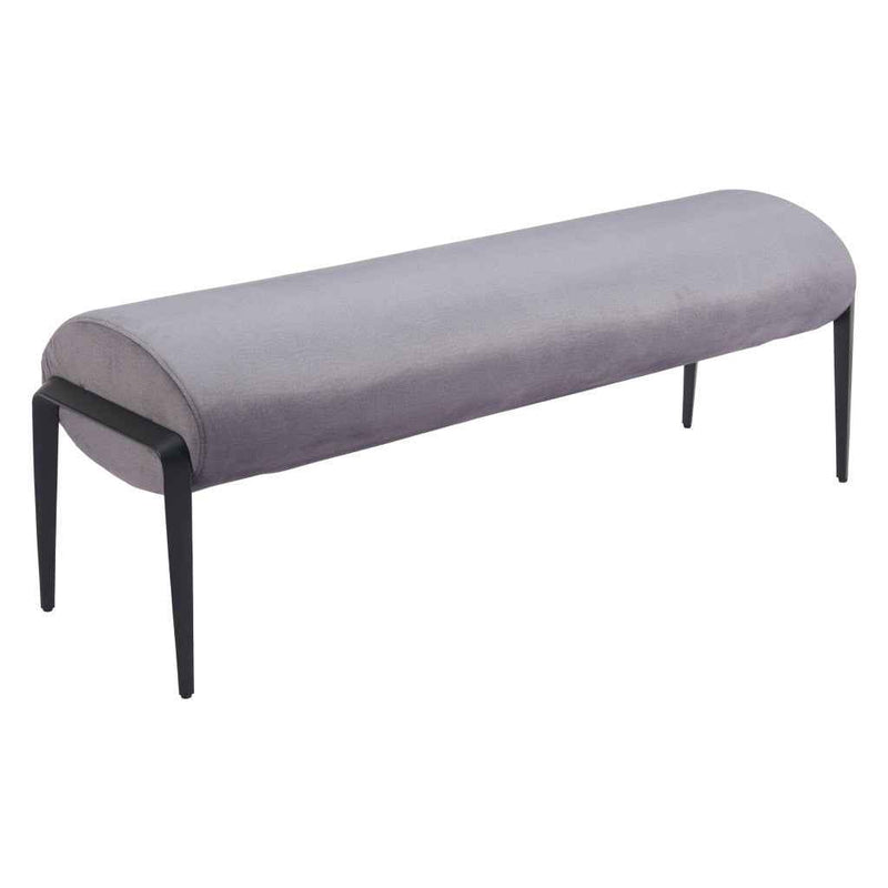 54" Gray and Black Fabric Upholstered Bench