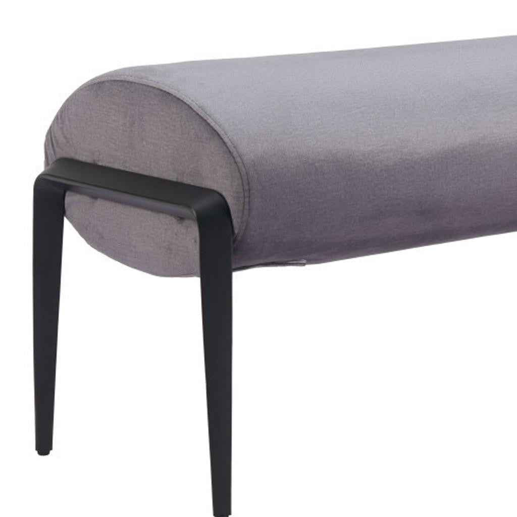 54" Gray and Black Fabric Upholstered Bench