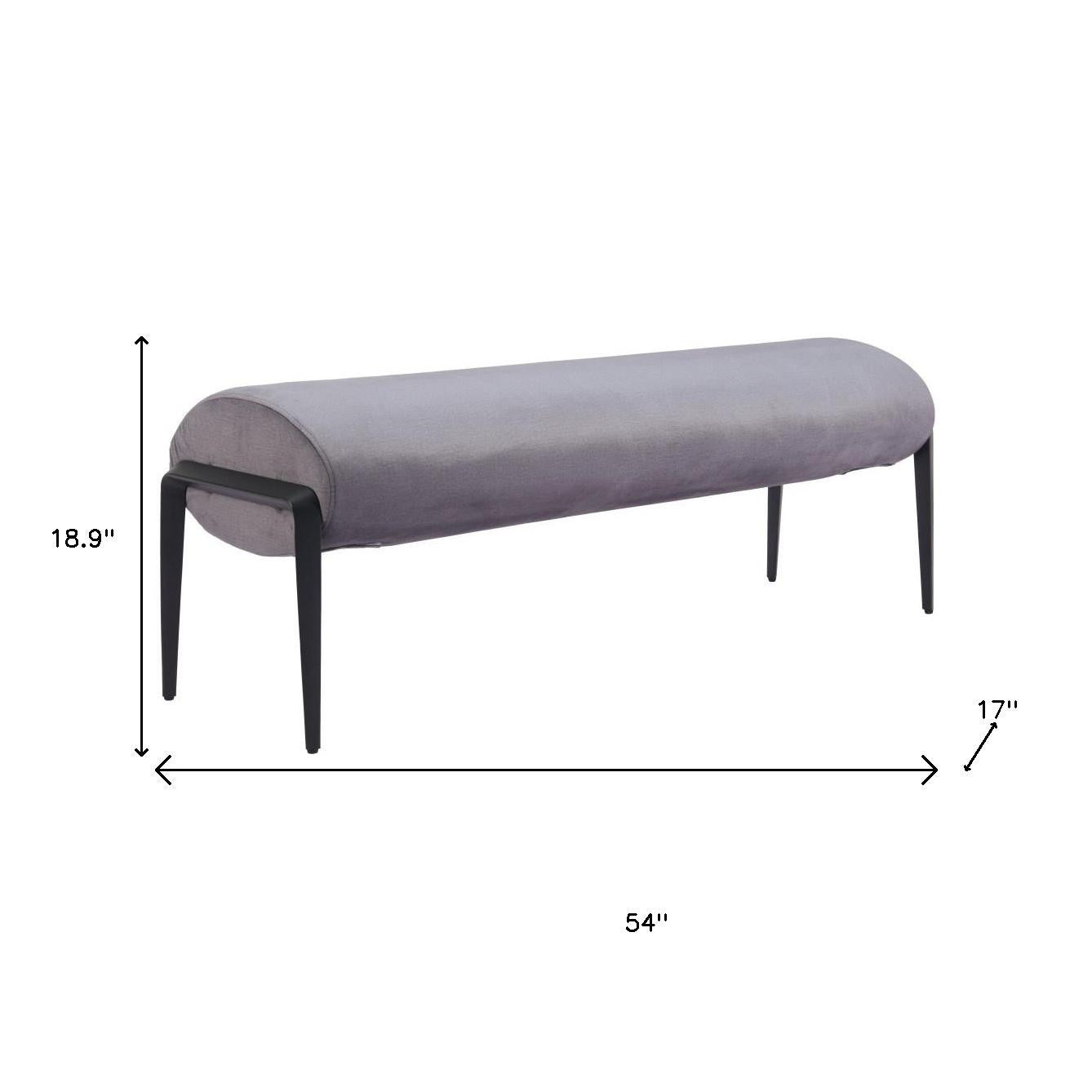 54" Gray and Black Fabric Upholstered Bench - GreatEagleInc