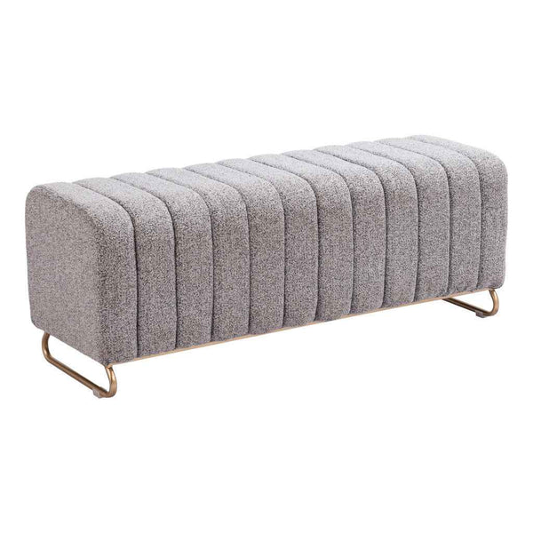 48" Gray and Gold Upholstered Bench