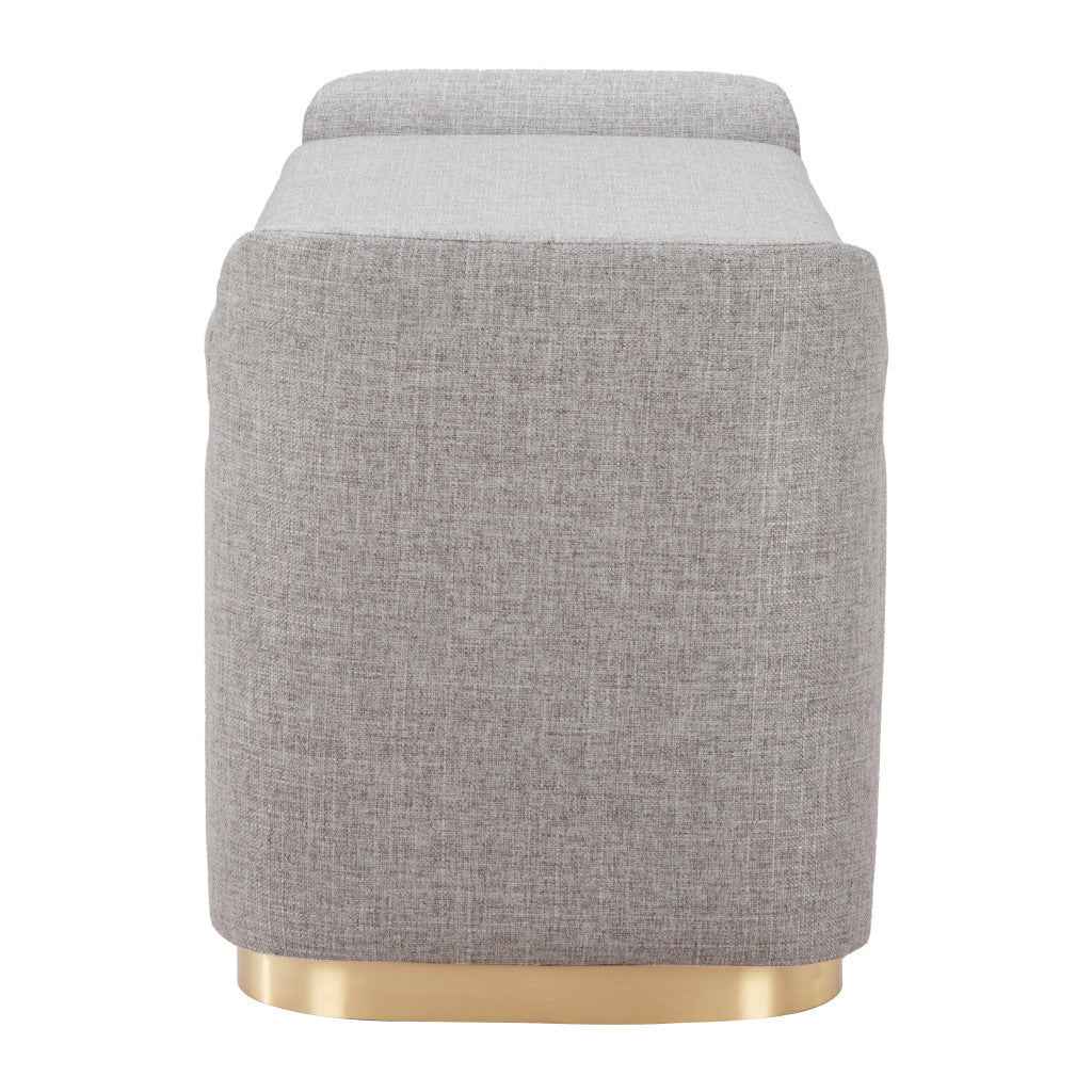 48" Gray and Gold Fabric Upholstered Bench