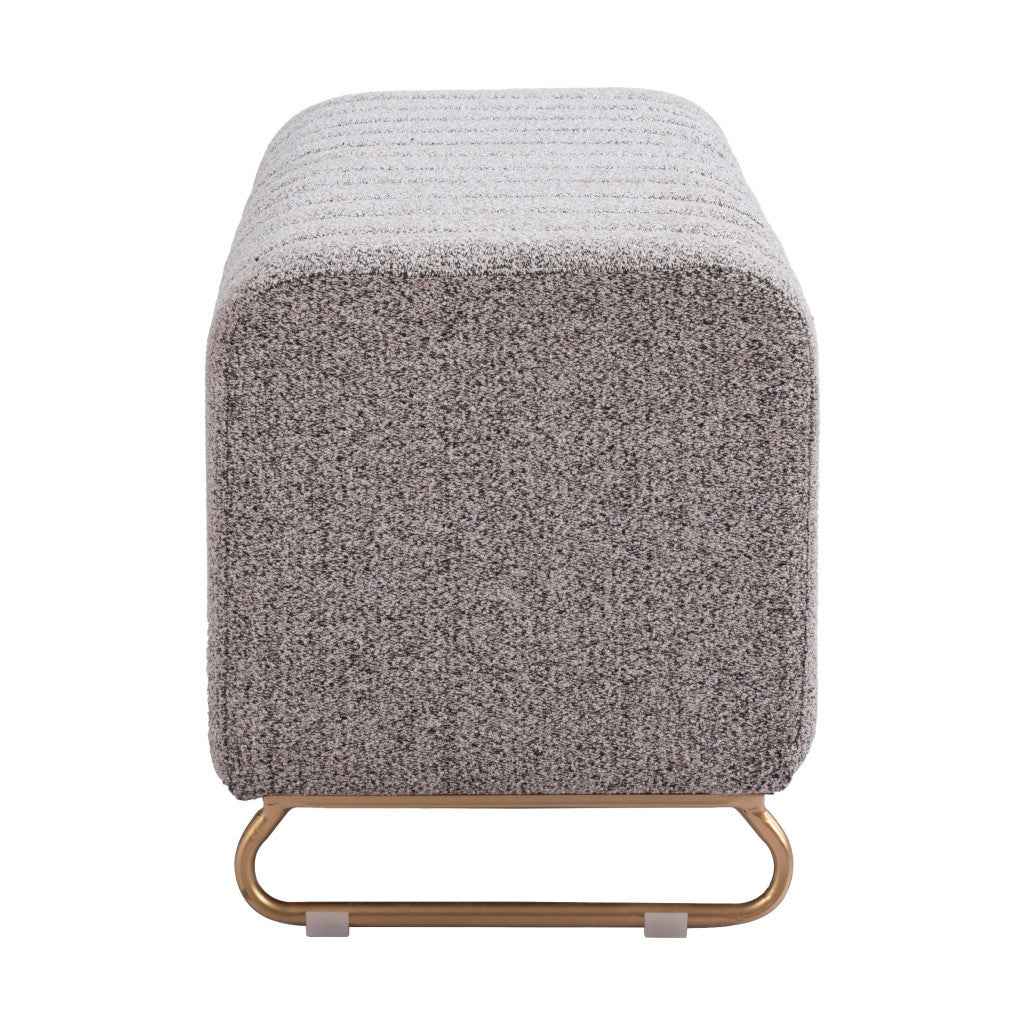 48" Gray and Gold Upholstered Bench