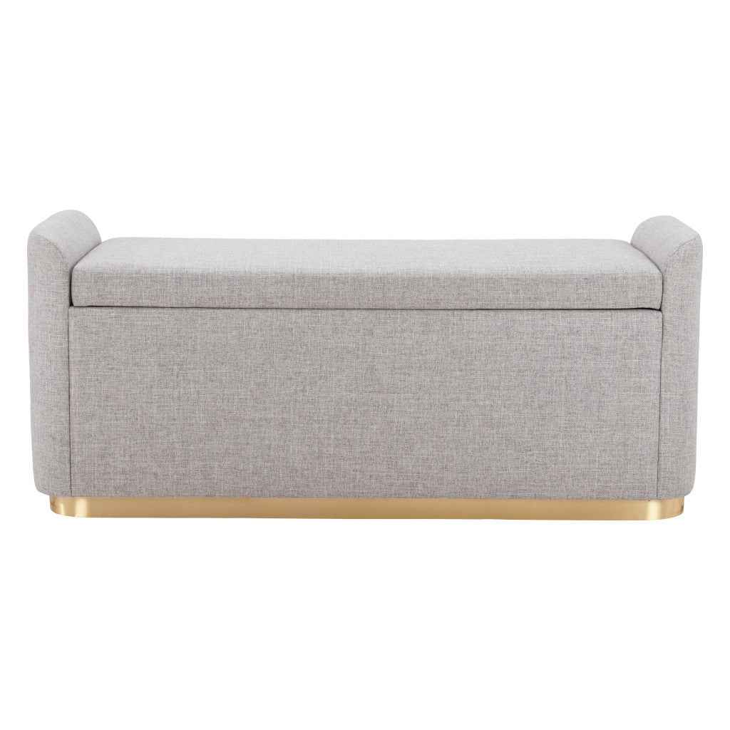 48" Gray and Gold Fabric Upholstered Bench