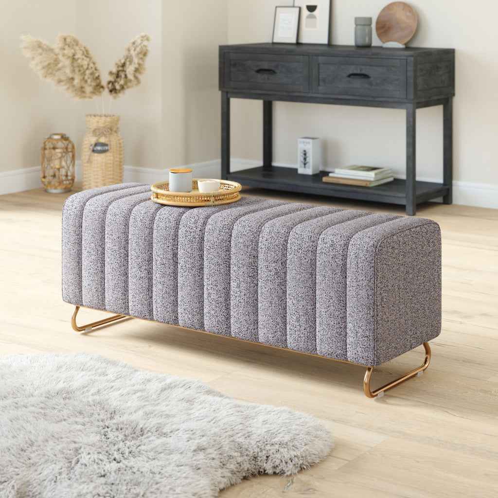 48" Gray and Gold Upholstered Bench