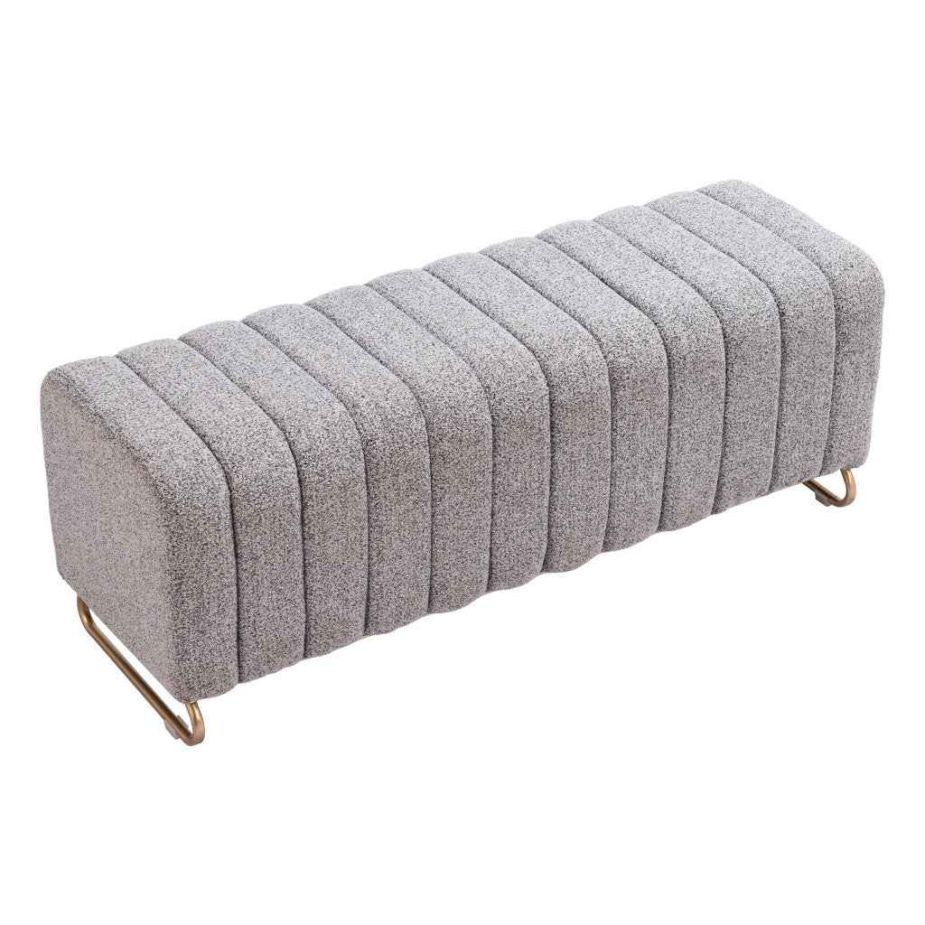 48" Gray and Gold Upholstered Bench