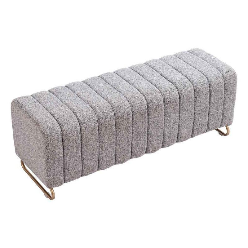 48" Gray and Gold Upholstered Bench
