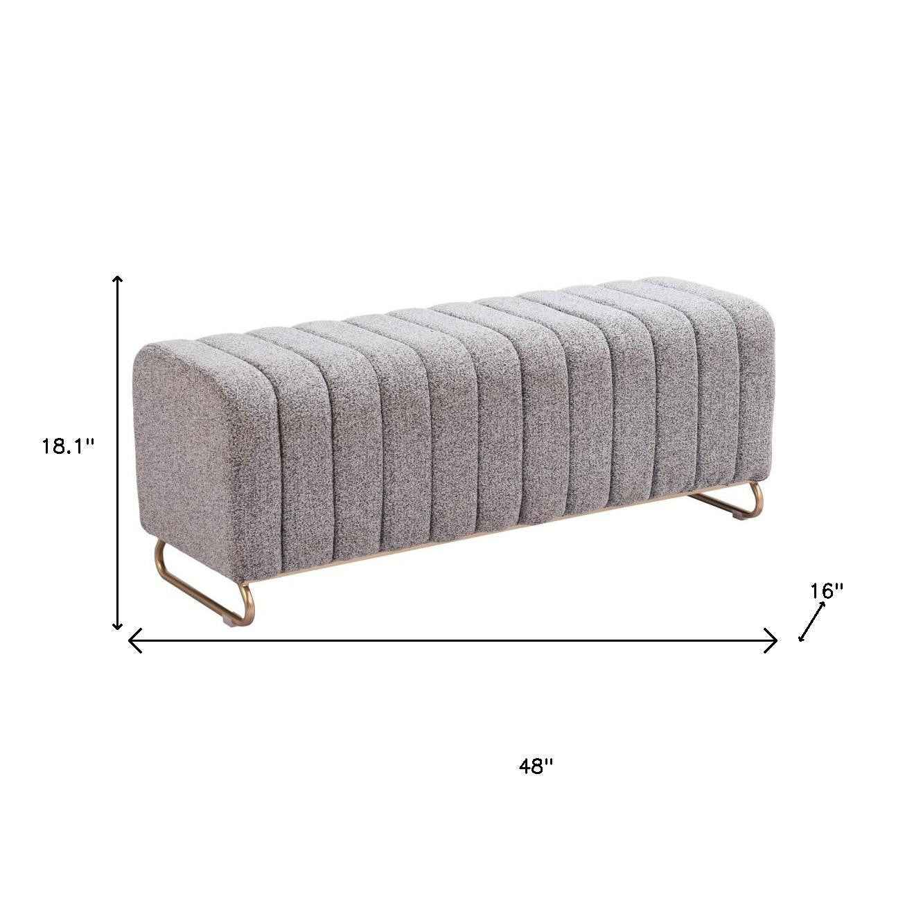 48" Gray and Gold Upholstered Bench