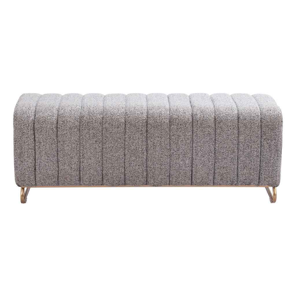 48" Gray and Gold Upholstered Bench