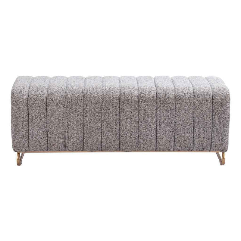 48" Gray and Gold Upholstered Bench