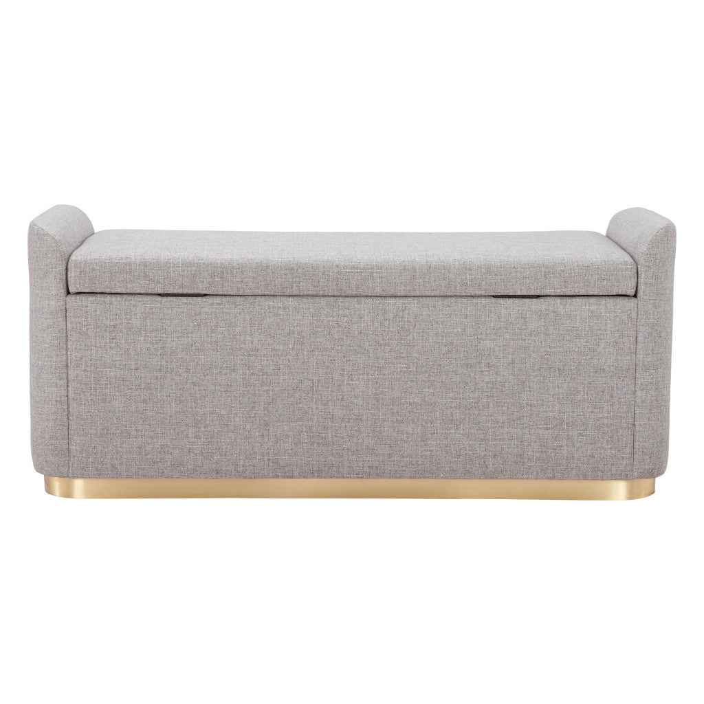 48" Gray and Gold Fabric Upholstered Bench