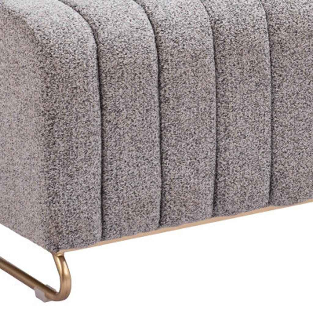 48" Gray and Gold Upholstered Bench