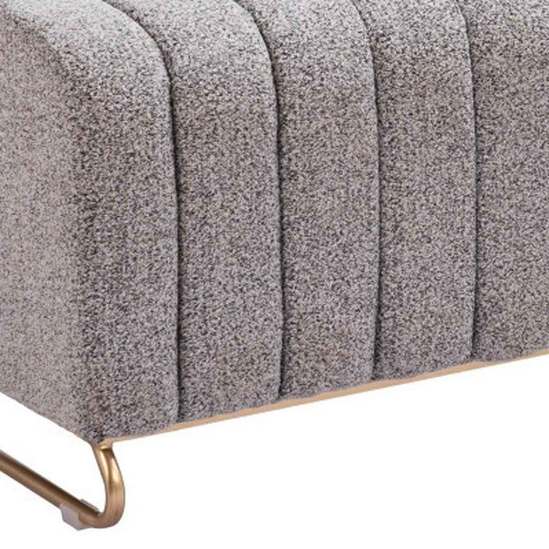 48" Gray and Gold Upholstered Bench