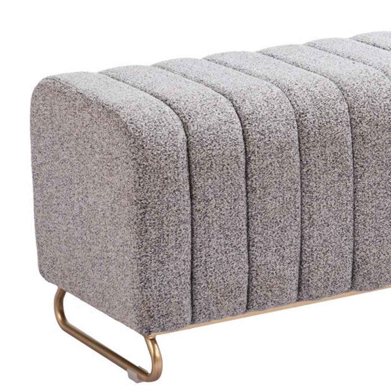 48" Gray and Gold Upholstered Bench