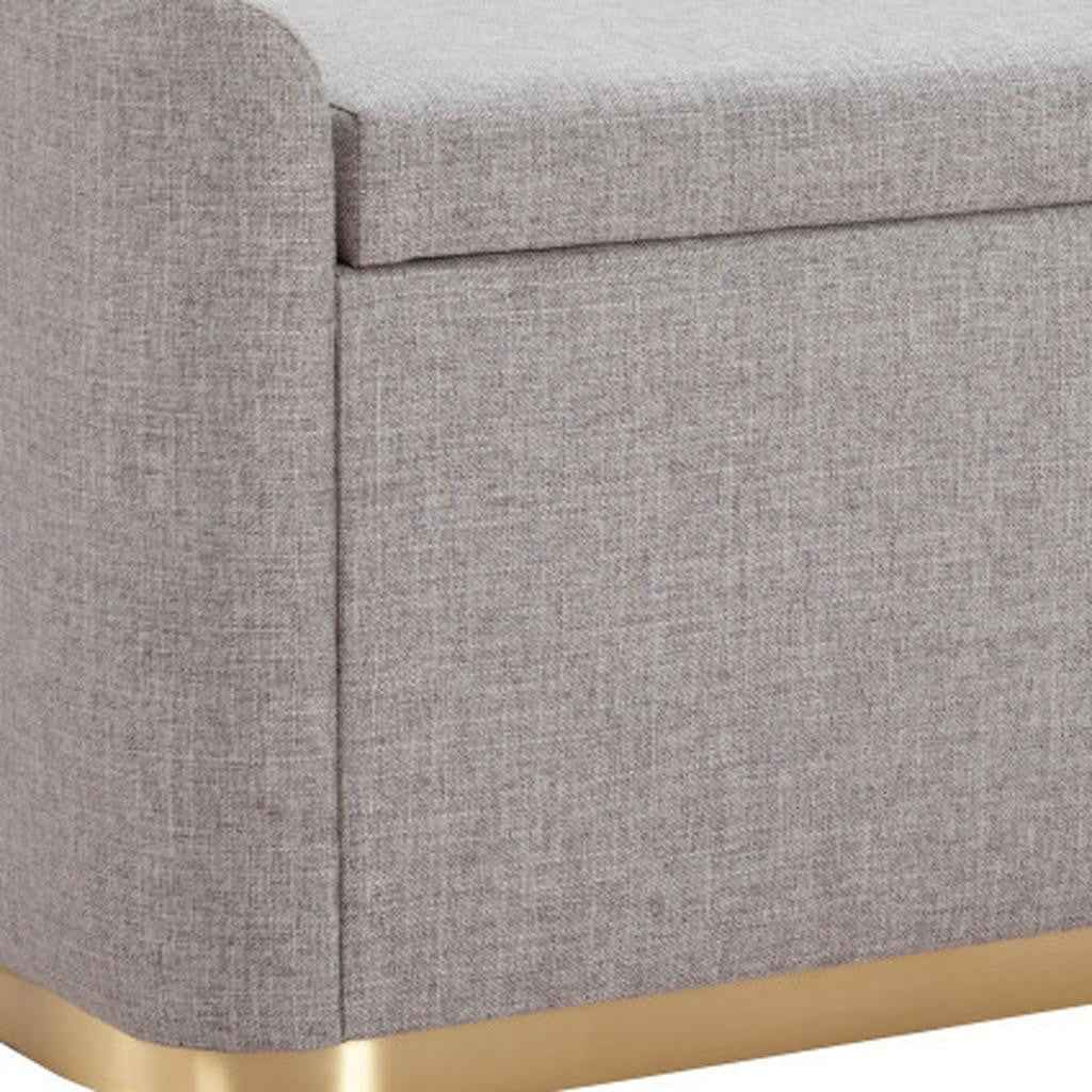 48" Gray and Gold Fabric Upholstered Bench