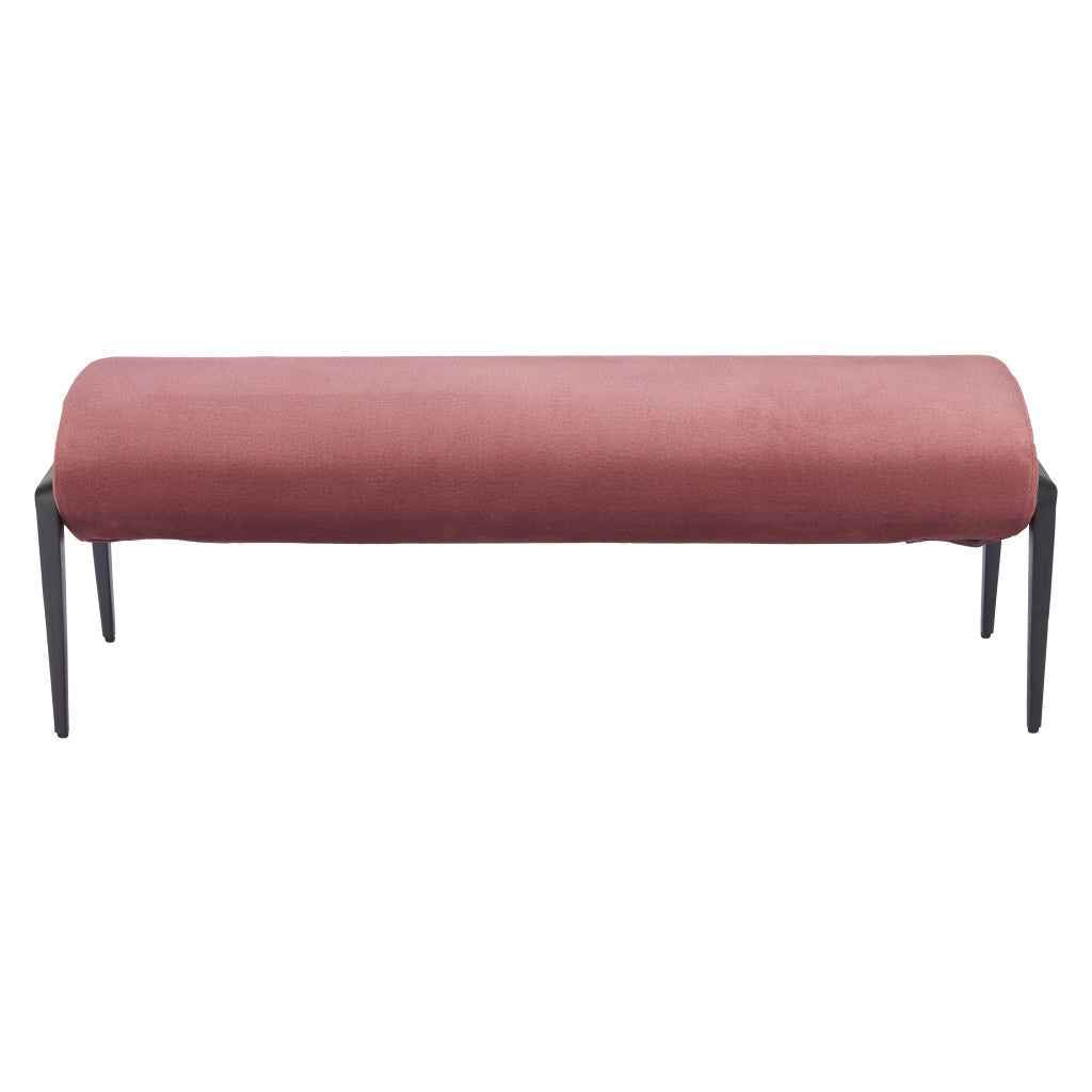54" Brown and Black Fabric Upholstered Bench