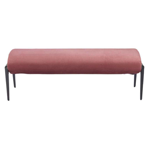 54" Brown and Black Fabric Upholstered Bench Default Title